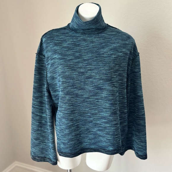 We The Free Sweaters - We the Free by Free People Sunny Days Space-Dye Turtleneck Sweater Blue Sz Small